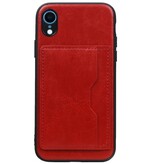 Stand Back Cover 1 Pases para iPhone XR Rojo