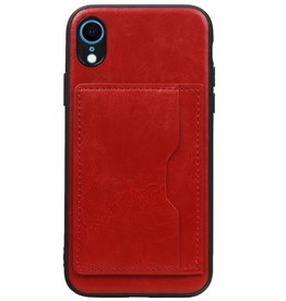 Stand Back Cover 1 Pases para iPhone XR Rojo