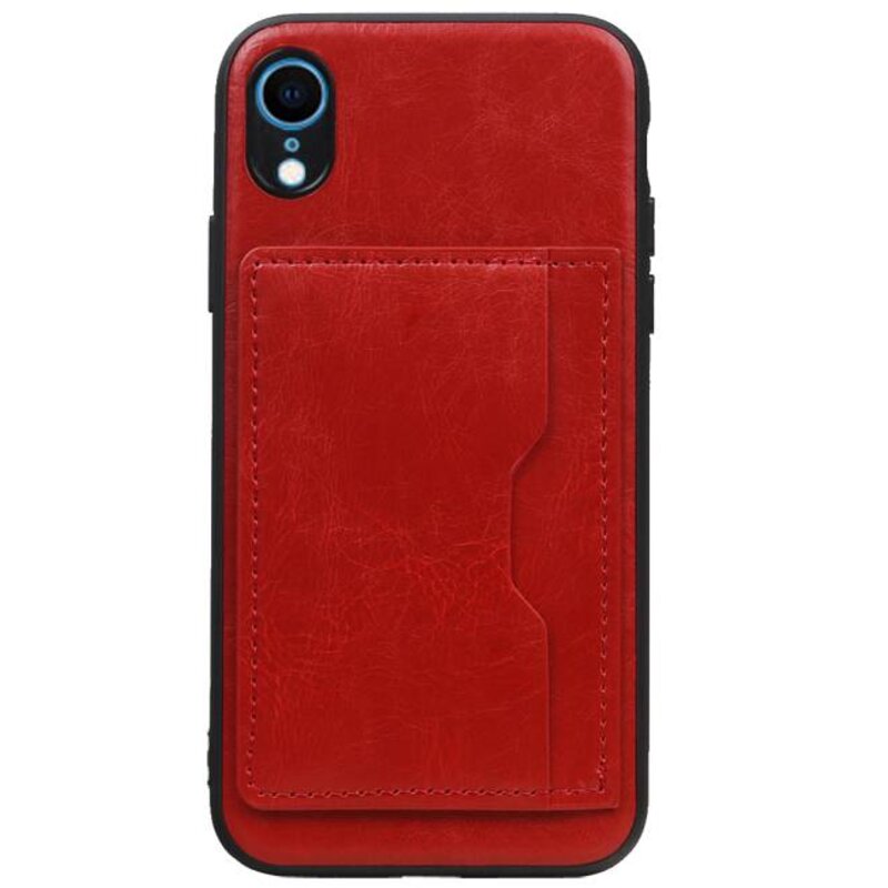 Stand Back Cover 1 Pases para iPhone XR Rojo