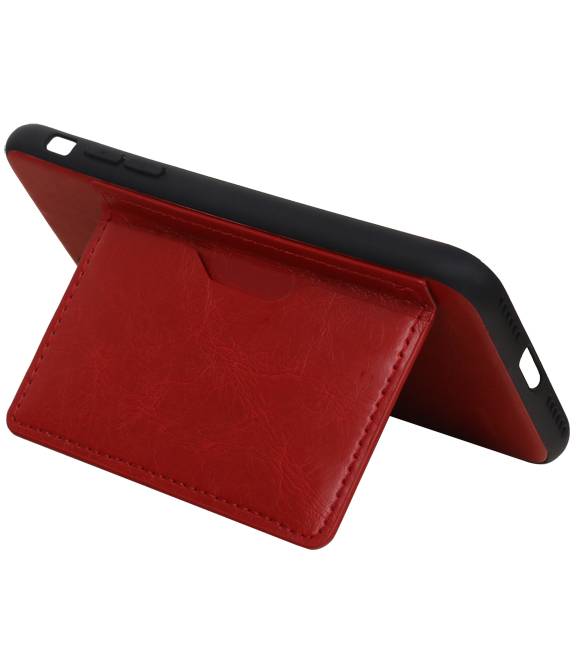 Stand Back Cover 1 Pases para iPhone XR Rojo