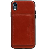 Pochette arrière Portrait 1 carte pour iPhone XR Marron