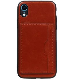 Pochette arrière Portrait 1 carte pour iPhone XR Marron