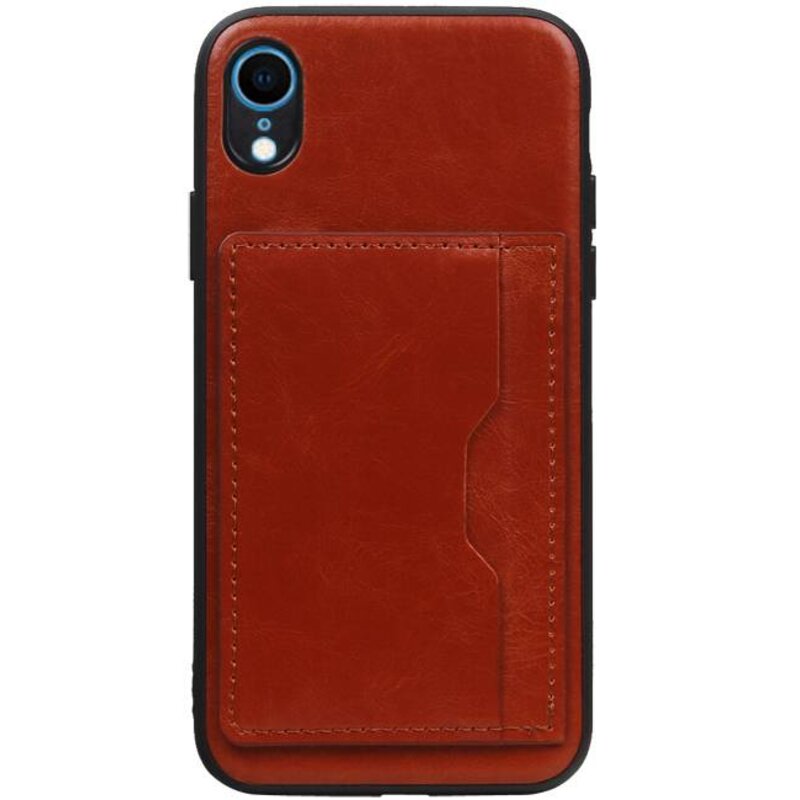Staand Back Cover 1 Pasjes voor iPhone XR Bruin