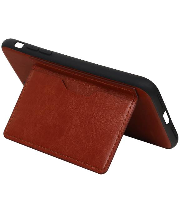 Pochette arrière Portrait 1 carte pour iPhone XR Marron