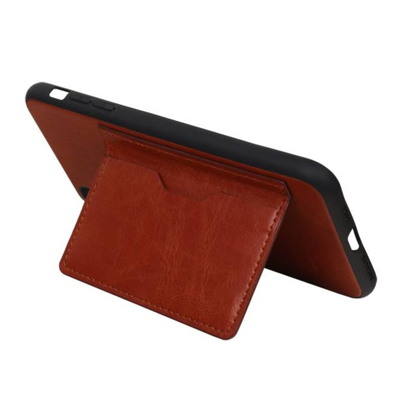Stand Back Cover 1 Pases para iPhone XS Max Brown