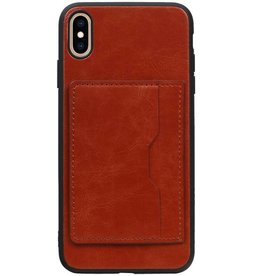 Stand Back Cover 1 Pases para iPhone XS Max Brown