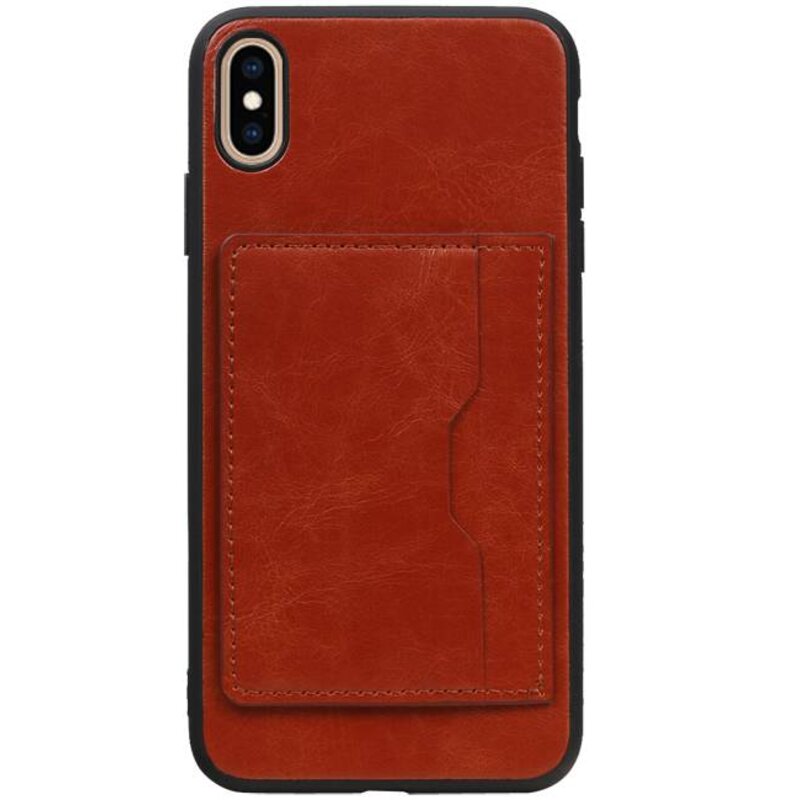 Stand Back Cover 1 Pases para iPhone XS Max Brown