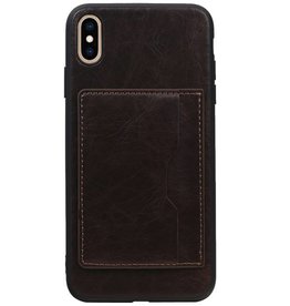 Staand Back Cover 1 Pasjes voor iPhone XS Max Mocca