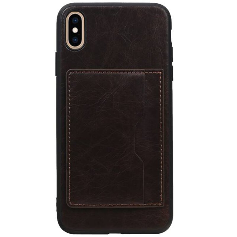 Stand Back Cover 1 Pases para iPhone XS Max Mocca
