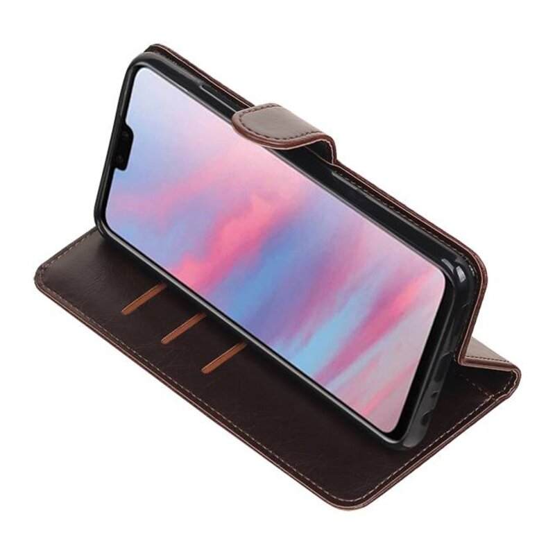 Style de livre Pull Up pour Huawei Y9 2019 Mocca