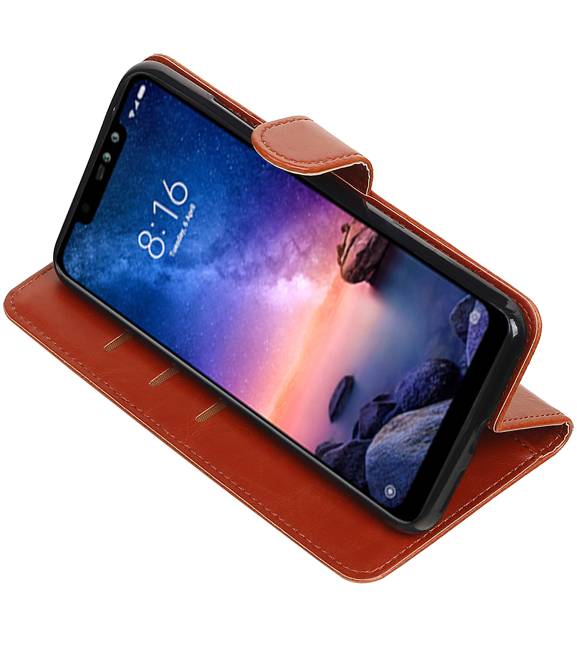 Pull Up Bookstyle voor XiaoMi Redmi Note 6 Pro Bruin