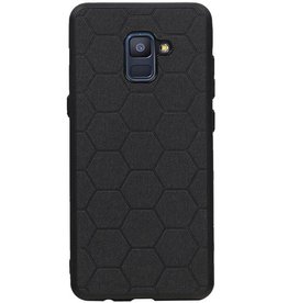 Étui rigide hexagonal pour Samsung Galaxy A8 Plus 2018 noir