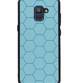 Étui rigide hexagonal pour Samsung Galaxy A8 Plus 2018 bleu