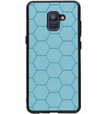 Étui rigide hexagonal pour Samsung Galaxy A8 Plus 2018 bleu