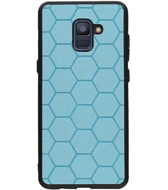 Estuche rígido hexagonal para Samsung Galaxy A8 Plus 2018 azul