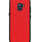 Étui rigide hexagonal pour Samsung Galaxy A8 Plus 2018 rouge