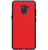 Étui rigide hexagonal pour Samsung Galaxy A8 Plus 2018 rouge