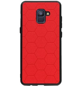 Étui rigide hexagonal pour Samsung Galaxy A8 Plus 2018 rouge