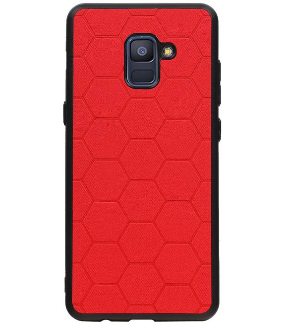 Étui rigide hexagonal pour Samsung Galaxy A8 Plus 2018 rouge