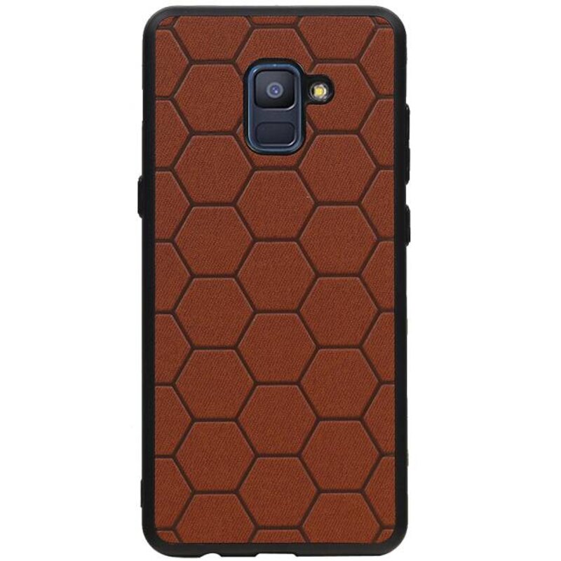 Étui rigide hexagonal pour Samsung Galaxy A8 Plus 2018 brun