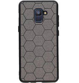 Étui rigide hexagonal pour Samsung Galaxy A8 Plus 2018 gris