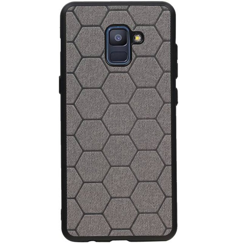 Estuche rígido hexagonal para Samsung Galaxy A8 Plus 2018 gris