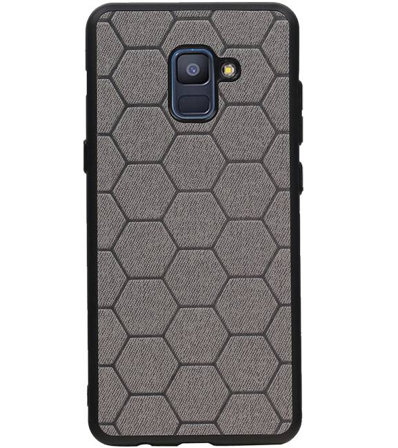 Étui rigide hexagonal pour Samsung Galaxy A8 Plus 2018 gris