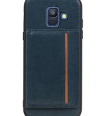 Staand Back Cover 1 Pasjes voor Galaxy A6 2018 Navy