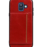 Staand Back Cover 1 Pasjes voor Galaxy A6 2018 Rood