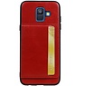 Staand Back Cover 1 Pasjes voor Galaxy A6 2018 Rood