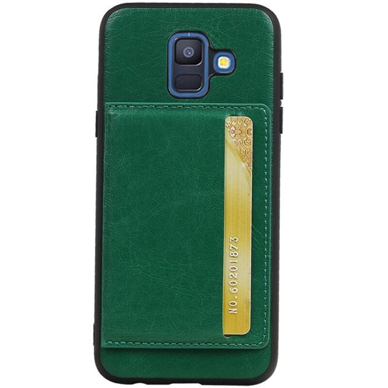 Couverture Arrière Portrait 1 Cartes pour Galaxy A6 2018 Vert