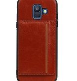 Staand Back Cover 1 Pasjes voor Galaxy A6 2018 Bruin