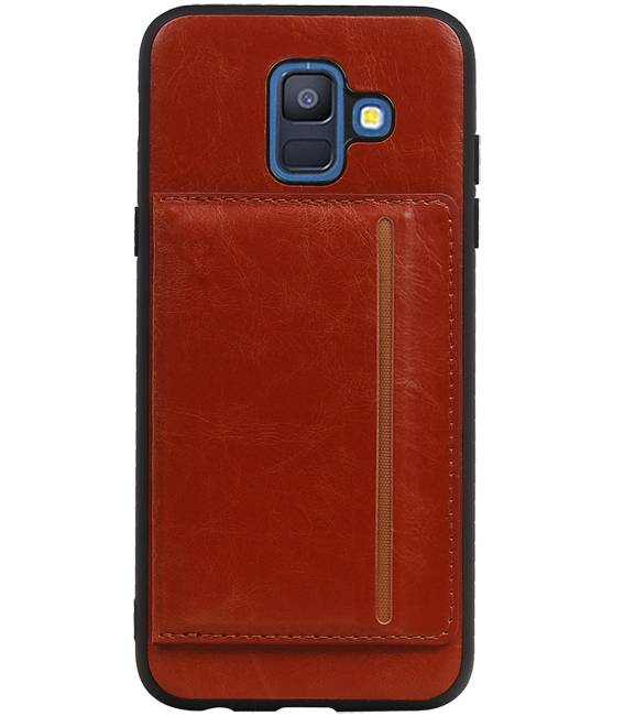 Portrait Back Cover 1 Cards for Galaxy A6 2018 Brown