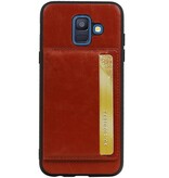Retrato de la contraportada 1 tarjetas para Galaxy A6 2018 Marrón
