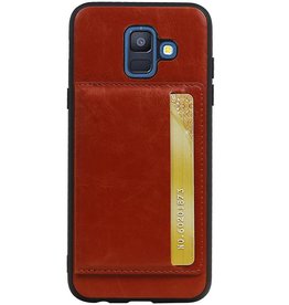 Couverture Arrière Portrait 1 Cartes pour Galaxy A6 2018 Marron