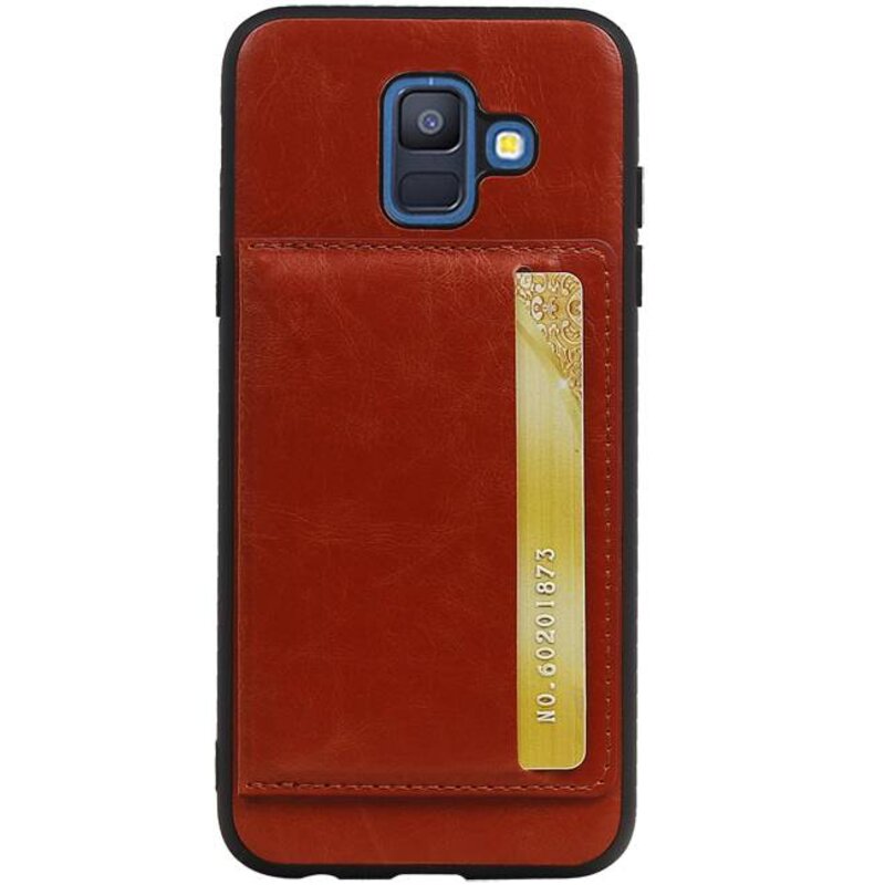 Retrato de la contraportada 1 tarjetas para Galaxy A6 2018 Marrón