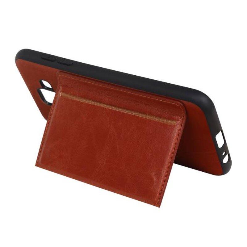 Retrato de la contraportada 1 tarjetas para Galaxy A6 2018 Marrón