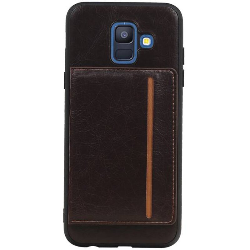 Standing Back Cover 1 Karten für Galaxy A6 2018 Mocca