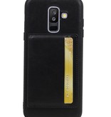 Staand Back Cover 1 Pasjes voor Galaxy A6 Plus 2018 Zwart