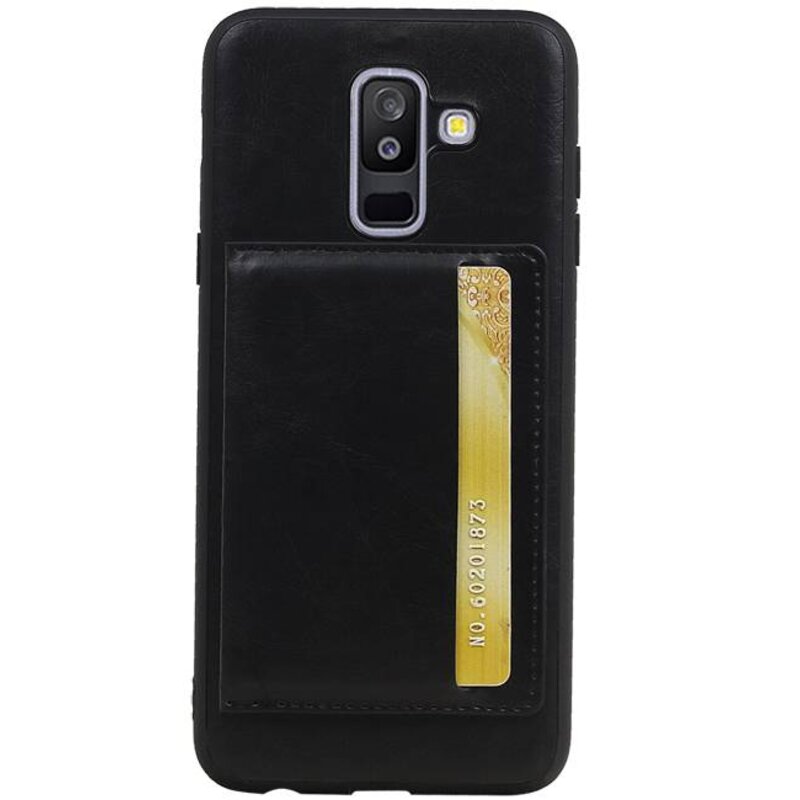 Staand Back Cover 1 Pasjes voor Galaxy A6 Plus 2018 Zwart