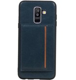 Staand Back Cover 1 Pasjes voor Galaxy A6 Plus 2018 Navy