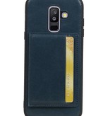 Staand Back Cover 1 Pasjes voor Galaxy A6 Plus 2018 Navy