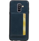 Staand Back Cover 1 Pasjes voor Galaxy A6 Plus 2018 Navy