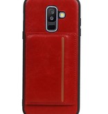 Couverture Arrière Portrait 1 Cartes pour Galaxy A6 Plus 2018 Rouge