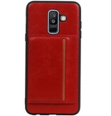Couverture Arrière Portrait 1 Cartes pour Galaxy A6 Plus 2018 Rouge