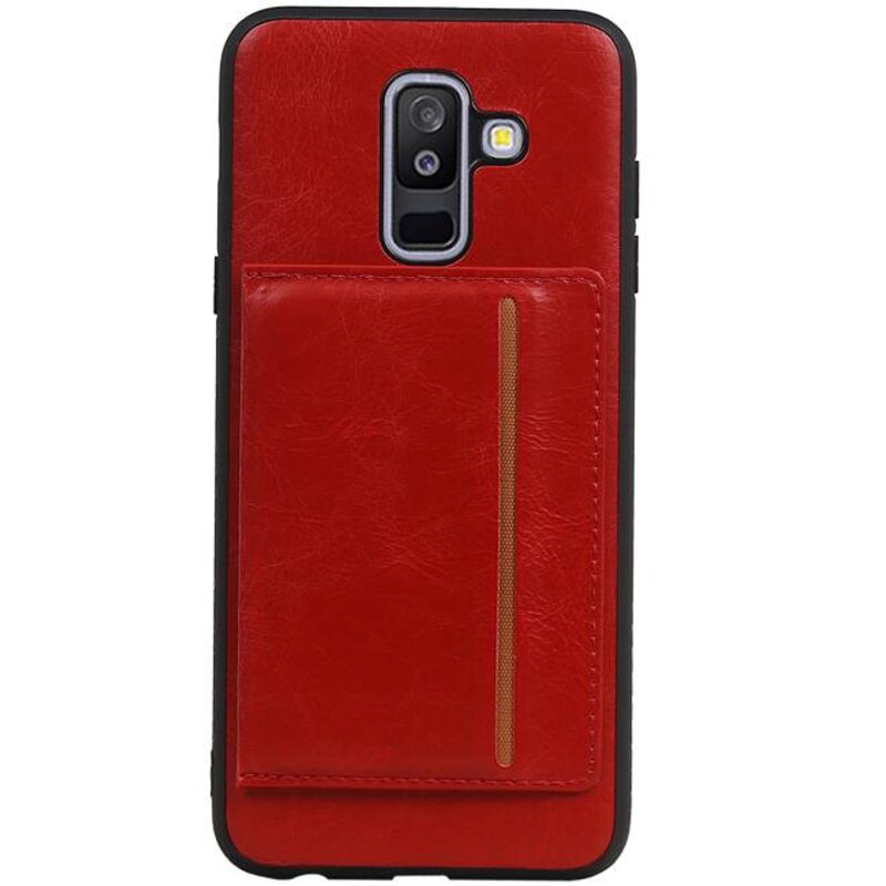 Couverture Arrière Portrait 1 Cartes pour Galaxy A6 Plus 2018 Rouge