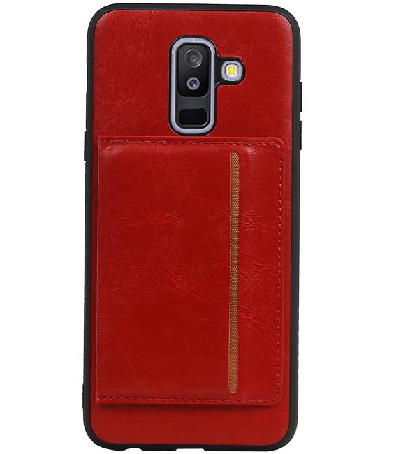 Couverture Arrière Portrait 1 Cartes pour Galaxy A6 Plus 2018 Rouge