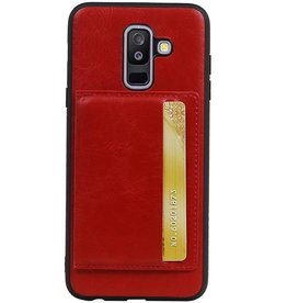 Couverture Arrière Portrait 1 Cartes pour Galaxy A6 Plus 2018 Rouge