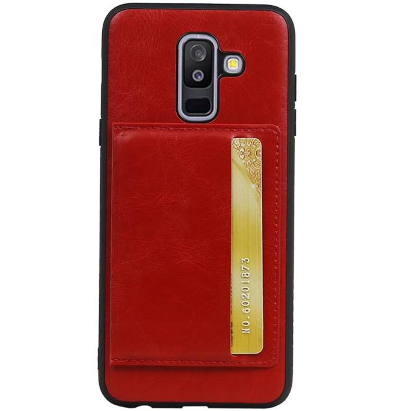 Couverture Arrière Portrait 1 Cartes pour Galaxy A6 Plus 2018 Rouge