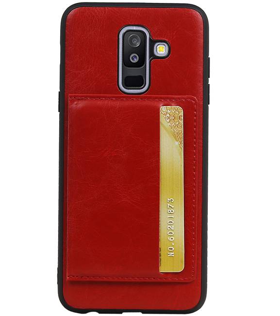 Couverture Arrière Portrait 1 Cartes pour Galaxy A6 Plus 2018 Rouge